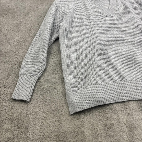 Aerie CozyUp Waffle Knit Polo Sweater‎ Womens XS Gray Relaxed Lagenlook Beachy - Picture 4 of 15